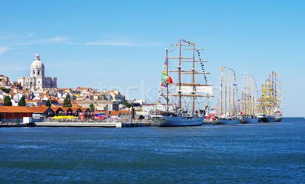 Landscape of Lisbon and sailboats Stock photo © inaquim