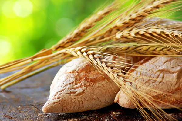 Portuguese bread and  spikes of wheat. Stock photo © inaquim