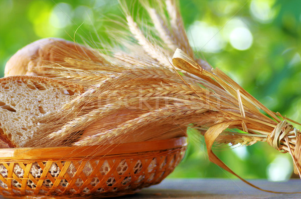 Panier pain blé table bois groupe [[stock_photo]] © inaquim