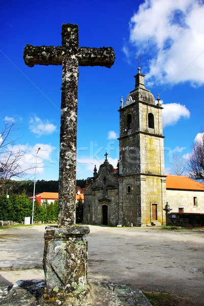 Old cross and portuguese chapel. Stock photo © inaquim