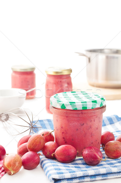 Eigengemaakt jam jar vers vruchten Rood Stockfoto © IngaNielsen