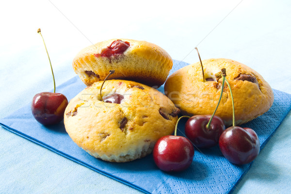 Cherry muffins Stock photo © IngaNielsen