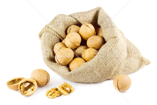 Zak witte voedsel groep moer noten Stockfoto © IngaNielsen