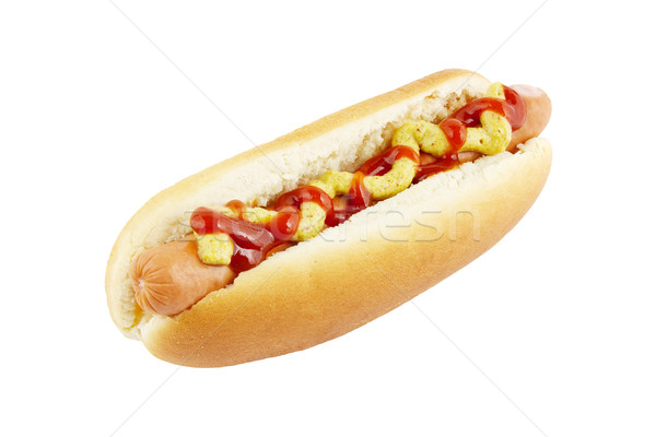 Hot dog ketchup moutarde isolé blanche pain [[stock_photo]] © IngaNielsen