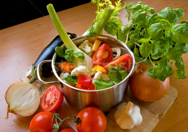 Vegetables in saucepan Stock photo © IngaNielsen