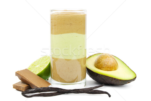 Avocado chocolade smoothie lagen glas vruchten Stockfoto © IngaNielsen