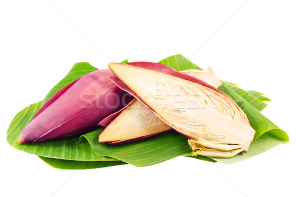 Stock photo: Banana flowers on leaves