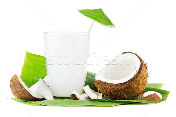кокосовое молоко белый большой стекла лист Сток-фото © IngaNielsen