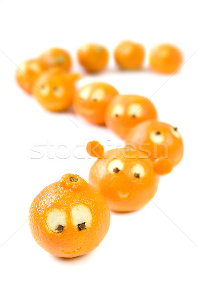Funny clementines in queue Stock photo © IngaNielsen