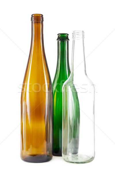 Brown, green and white glass bottles Stock photo © IngaNielsen