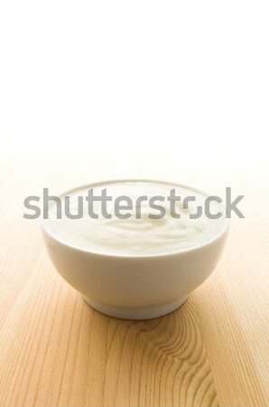 Yogurt bianco ciotola legno superficie Foto d'archivio © IngaNielsen