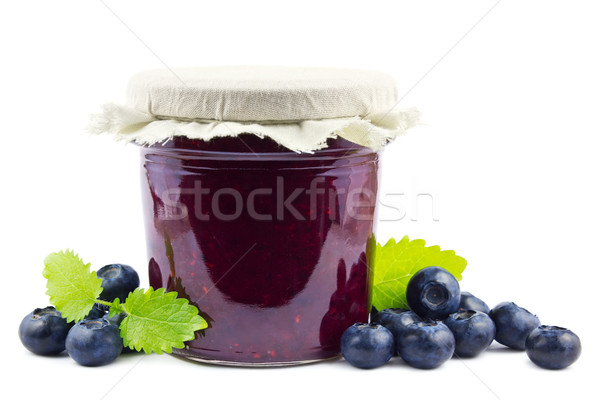 Myrtille confiture blanche jar décoré fraîches [[stock_photo]] © IngaNielsen