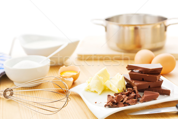 Mousse au chocolat ingredients Stock photo © IngaNielsen