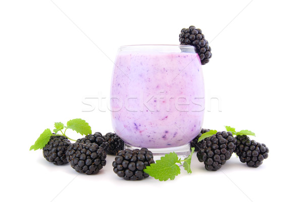 BlackBerry Smoothie weiß Brombeeren Blatt Obst Stock foto © IngaNielsen