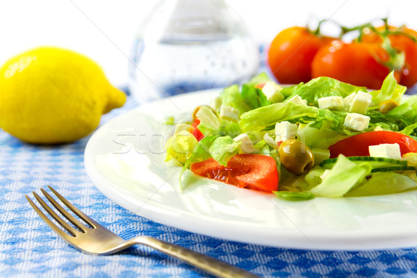 Greco insalata bianco piatto fresche alimentare Foto d'archivio © IngaNielsen