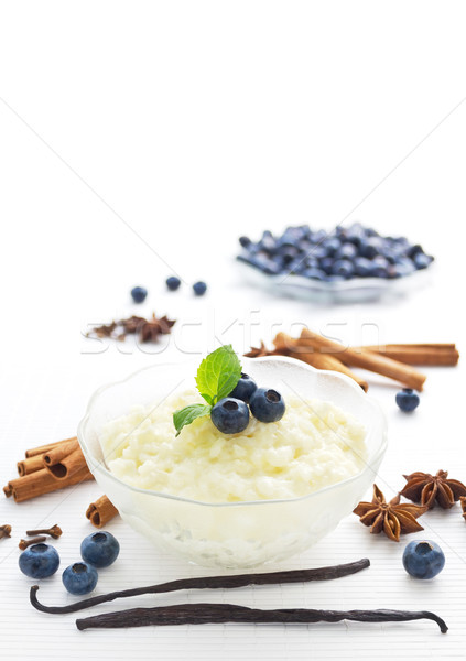 Pudding ryżowy przyprawy jagody żywności owoców świeże Zdjęcia stock © IngaNielsen