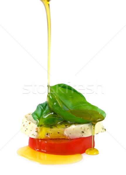 Öl Caprese-Salat Olivenöl nach unten wenig vereinfacht Stock foto © IngaNielsen