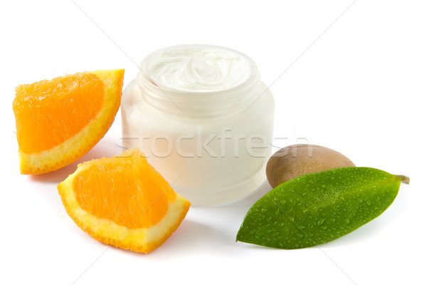 Crema hidratante vitaminas blanco jar cara Foto stock © IngaNielsen