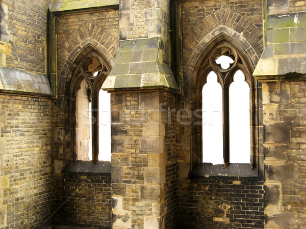 Windows gothic cattedrale due rovina vecchio Foto d'archivio © IngaNielsen