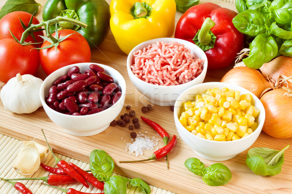 Chili con carne ingredients Stock photo © IngaNielsen