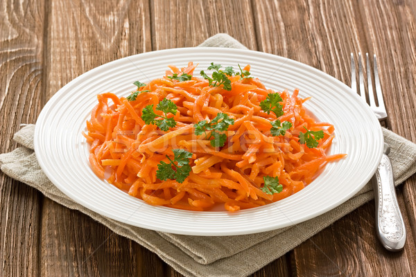 Foto d'archivio: Carota · insalata · prezzemolo · foglie · rustico · legno