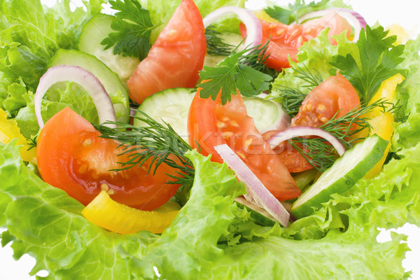 Foto stock: Vegetales · ensalada · tomate · pepino · lechuga · hojas