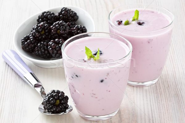 Yogurt with sweet dewberry Stock photo © IngridsI