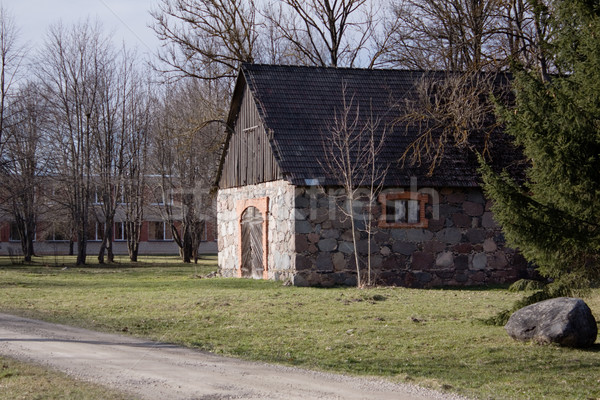 Stock fotó: Régi · ház · tavasz · fű · építkezés · otthon · kert