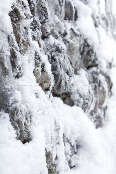 Foto stock: Neve · rocha · parede · projeto · fundo · beleza