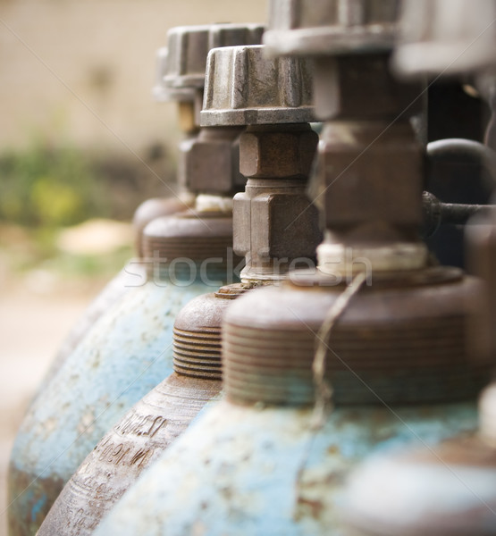 Stockfoto: Blauw · gas · muur · fles · industriële