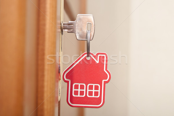 Stock foto: Symbol · Haus · Stick · Schlüssel · Schlüsselloch · Holz