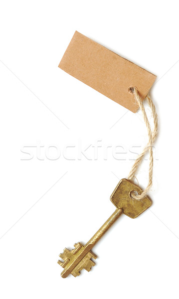 öreg kulcs címke szöveges üzenet papír űr Stock fotó © inxti