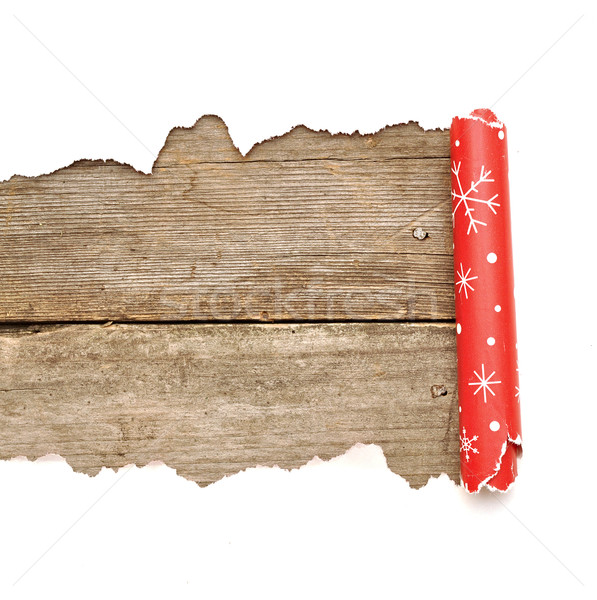 Yırtılmış Noel dekoratif kâğıt ahşap dizayn Stok fotoğraf © inxti