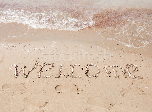 Willkommen Strand abstrakten Meer Sommer Sand Stock foto © inxti