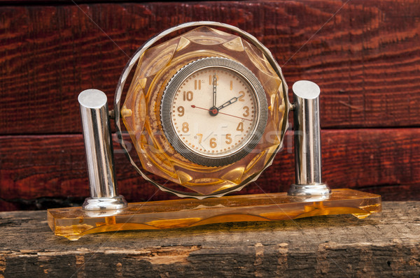 Vintage background with retro alarm clock on table Stock photo © inxti