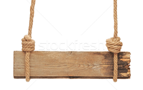 blank wooden sign hanging on a rope Stock photo © inxti