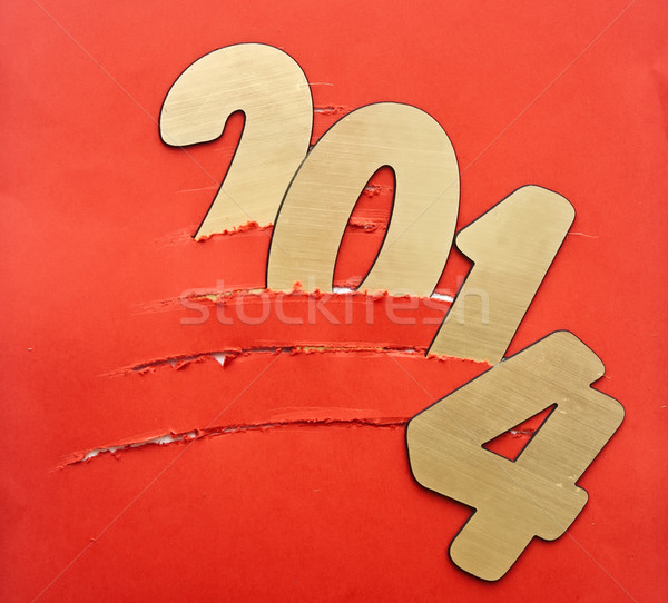 Torn paper christmas tree with two thousand fourteen New Year nu Stock photo © inxti