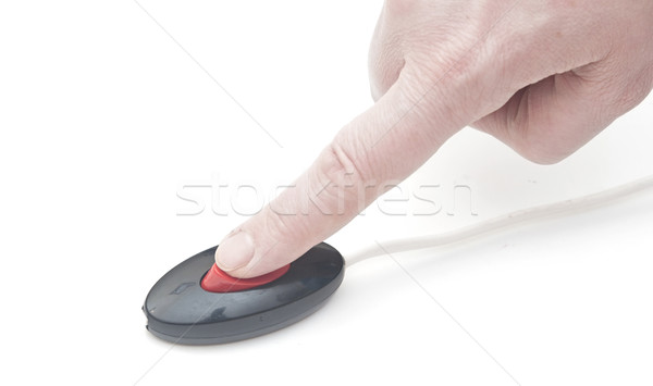 hand press on red button isolated on white background Stock photo © inxti