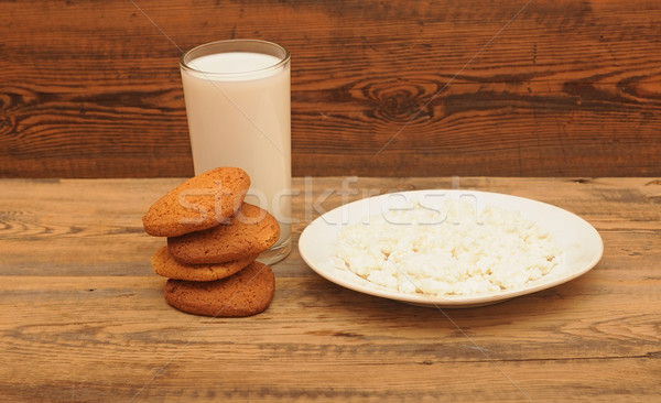 Ontbijt glas melk cookies voedsel Stockfoto © inxti