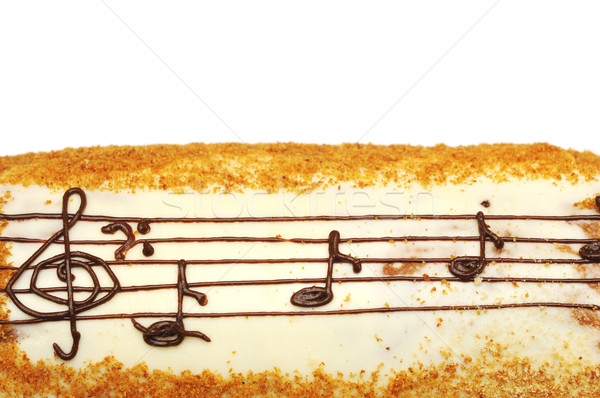 appetizing cake with treble clef drawing by cream Stock photo © inxti