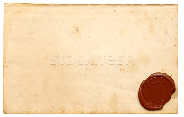 Zdjęcia stock: Starego · papieru · wosk · pieczęć · biały · tle · ramki