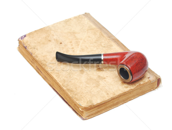 Foto stock: Libro · viejo · tubería · vintage · blanco · libro · madera