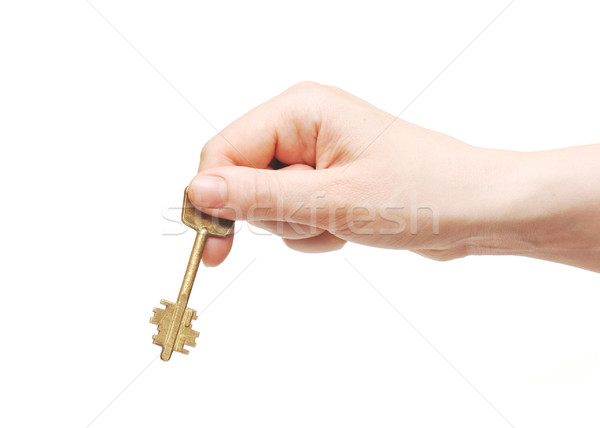 Hand and key isolated on white background  Stock photo © inxti