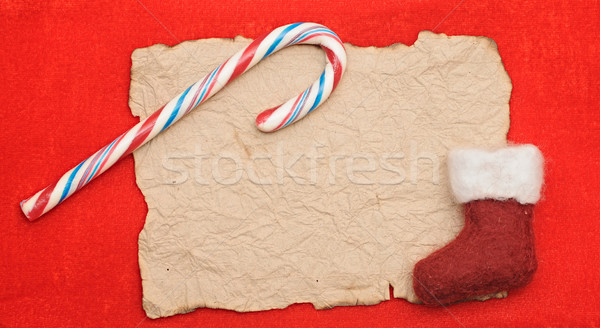 Stock fotó: Piros · karácsony · üres · papír · lap · cukorka · sétapálca