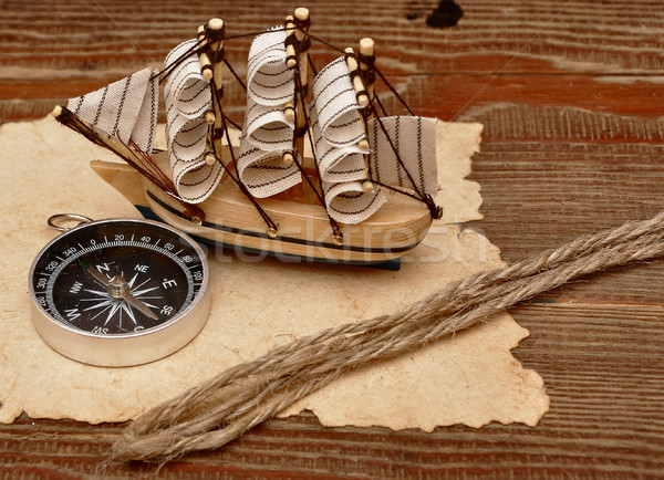 Сток-фото: старой · бумаги · веревку · модель · классический · лодка · древесины