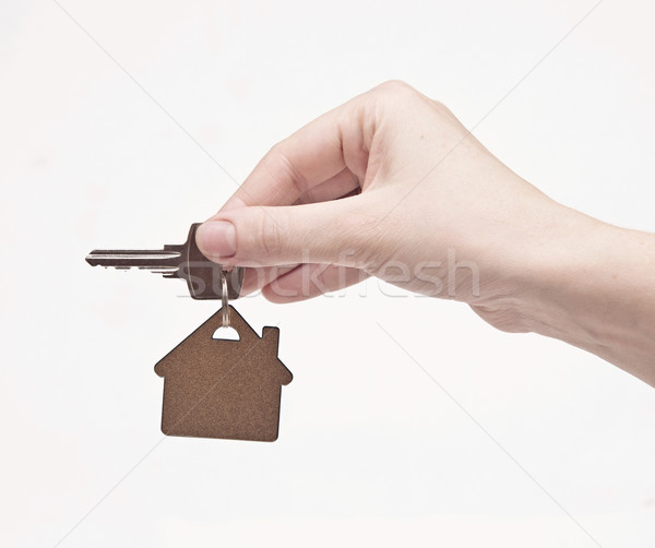 Ház kulcs iroda háttér üzletember ajándék Stock fotó © inxti