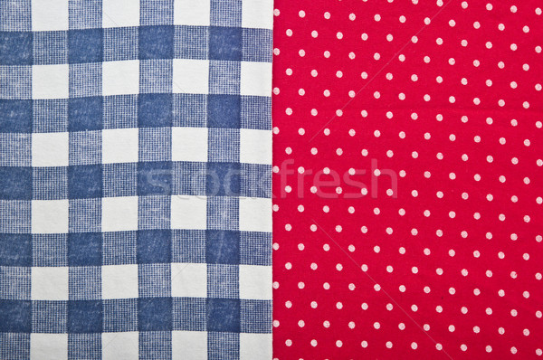 blue checked fabric on red polka dot fabric Stock photo © inxti