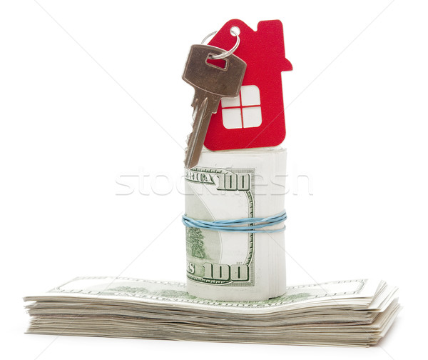 Stock foto: Haus · Schlüssel · hundert · Dollar · Banknoten · Business