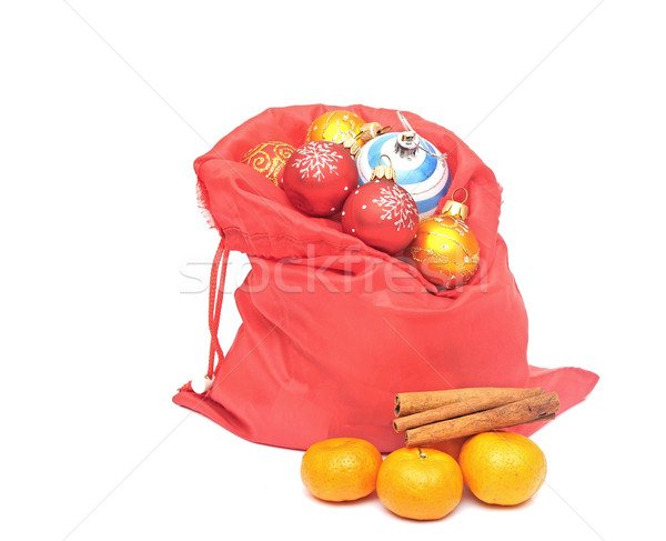 tangerine, cinnamon and chrismas bag on white background Stock photo © inxti