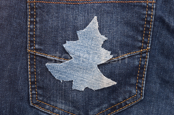 christmas background: jeans texture with shape Christmas tree.  Stock photo © inxti